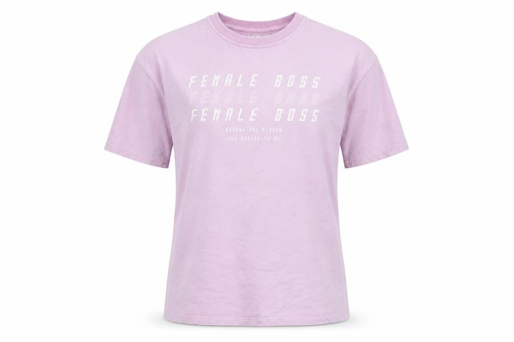 Bershka Women's Pink Crew Neck T-Shirt