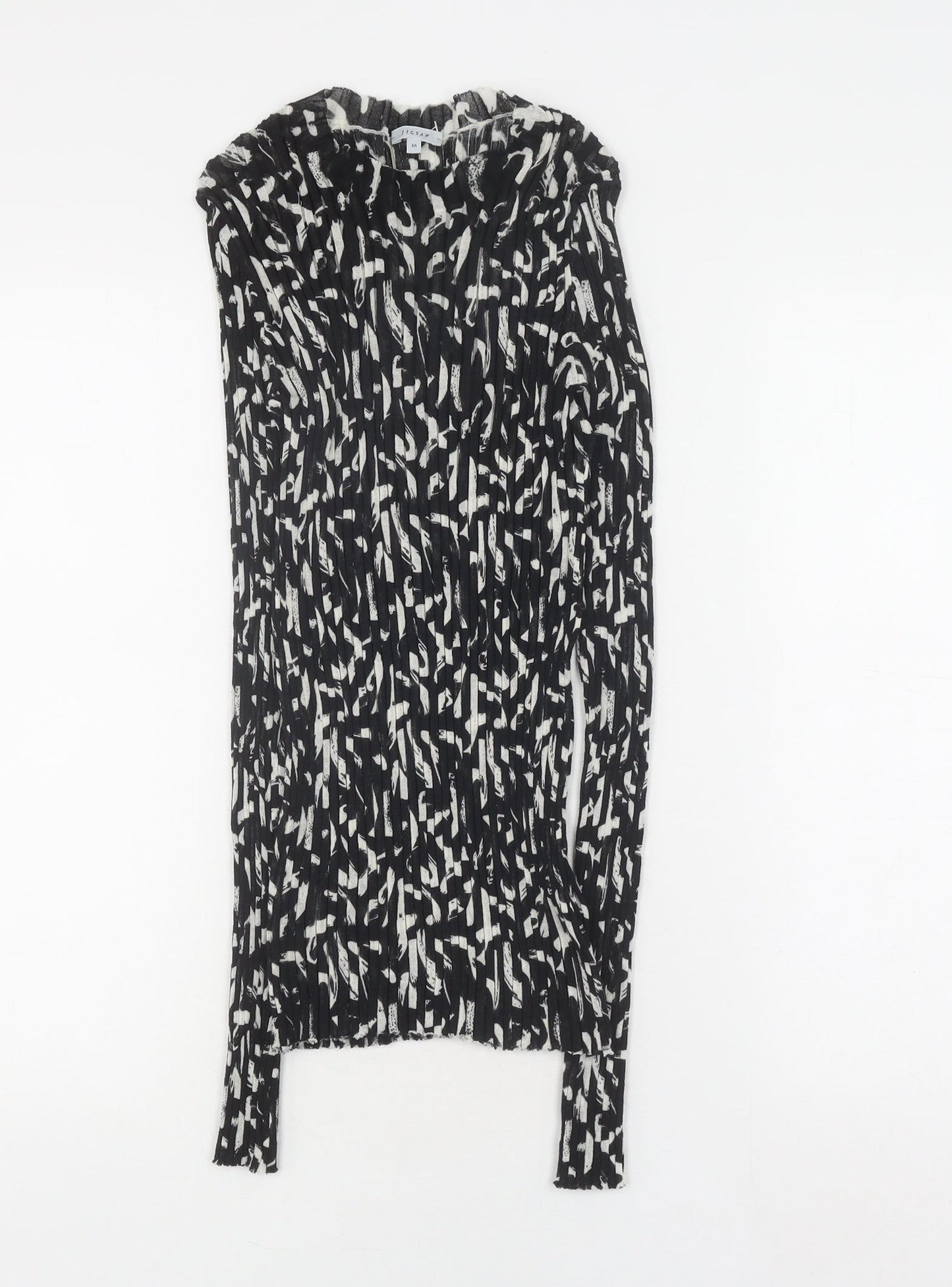 Jigsaw Women's Black Animal Print Top Size M
