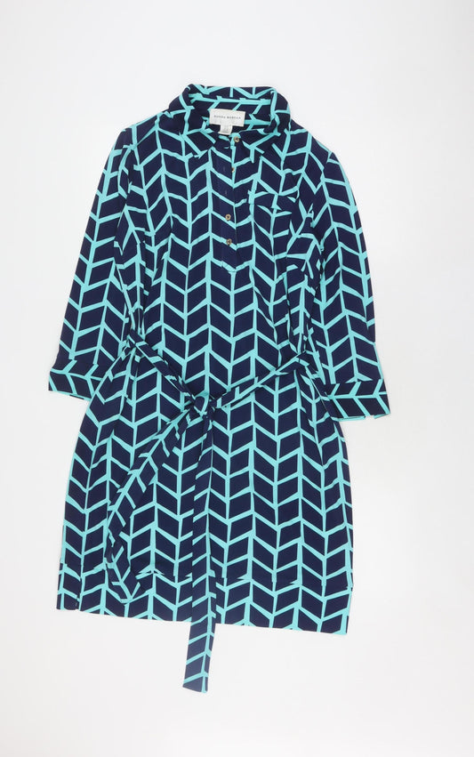 Donna Morgan Women's Multicoloured Geometric Shirt Dress Size 12