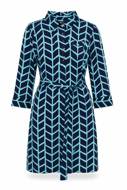 Donna Morgan Women's Multicoloured Geometric Shirt Dress Size 12