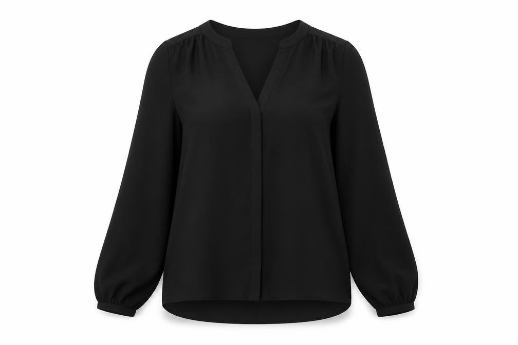 NYDJ Women's Black V-Neck Blouse, Size S, Casual Elegance