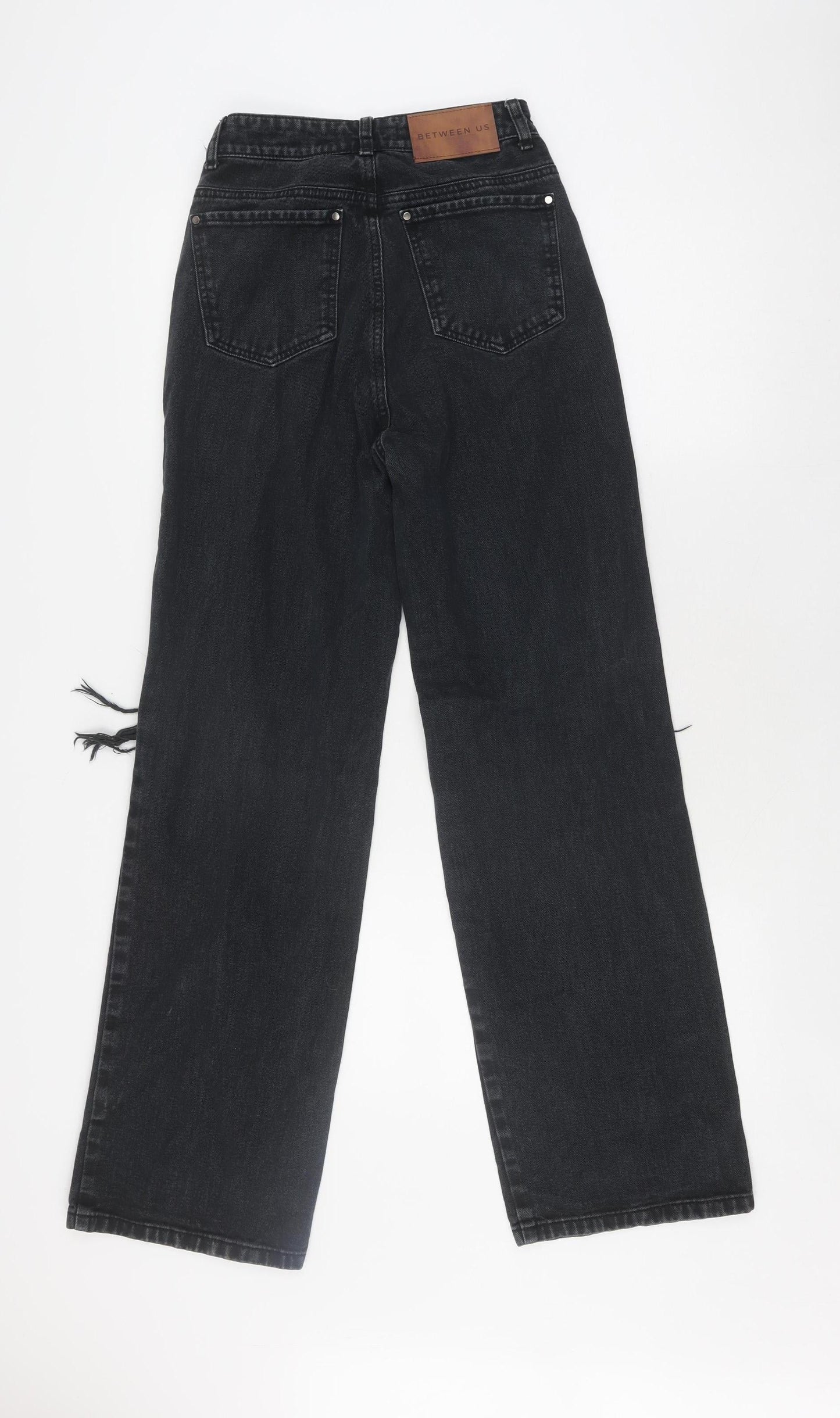 Between Us Women's Black Distressed Straight Jeans