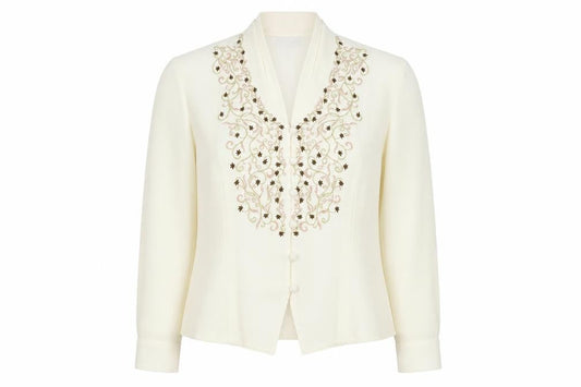 Eastex Women's Ivory Embroidered Tunic Blouse Size 12