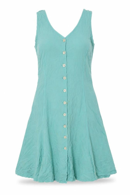 French Connection Women's Green Cotton Dress, M, Sleeveless