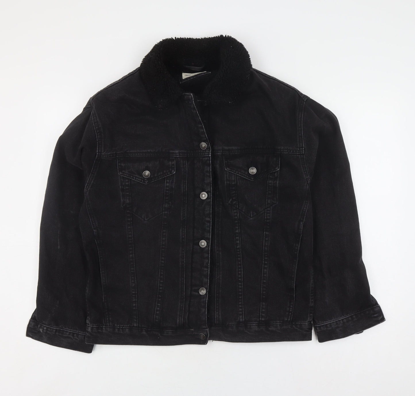 ASOS Women's Black Denim Jacket Size 10 Button Casual