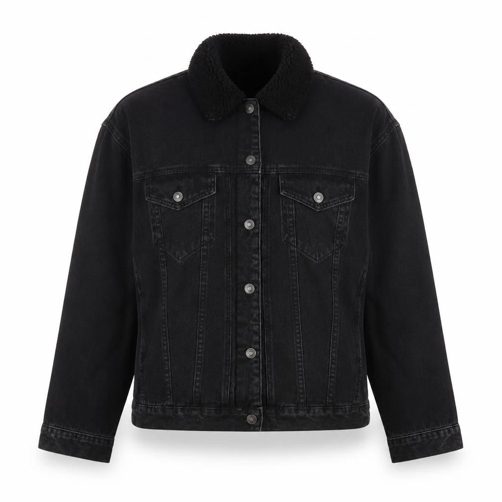 ASOS Women's Black Denim Jacket Size 10 Button Casual