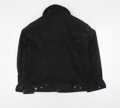 Back view of ASOS Women's Black Denim Jacket, size 10, Button Casual