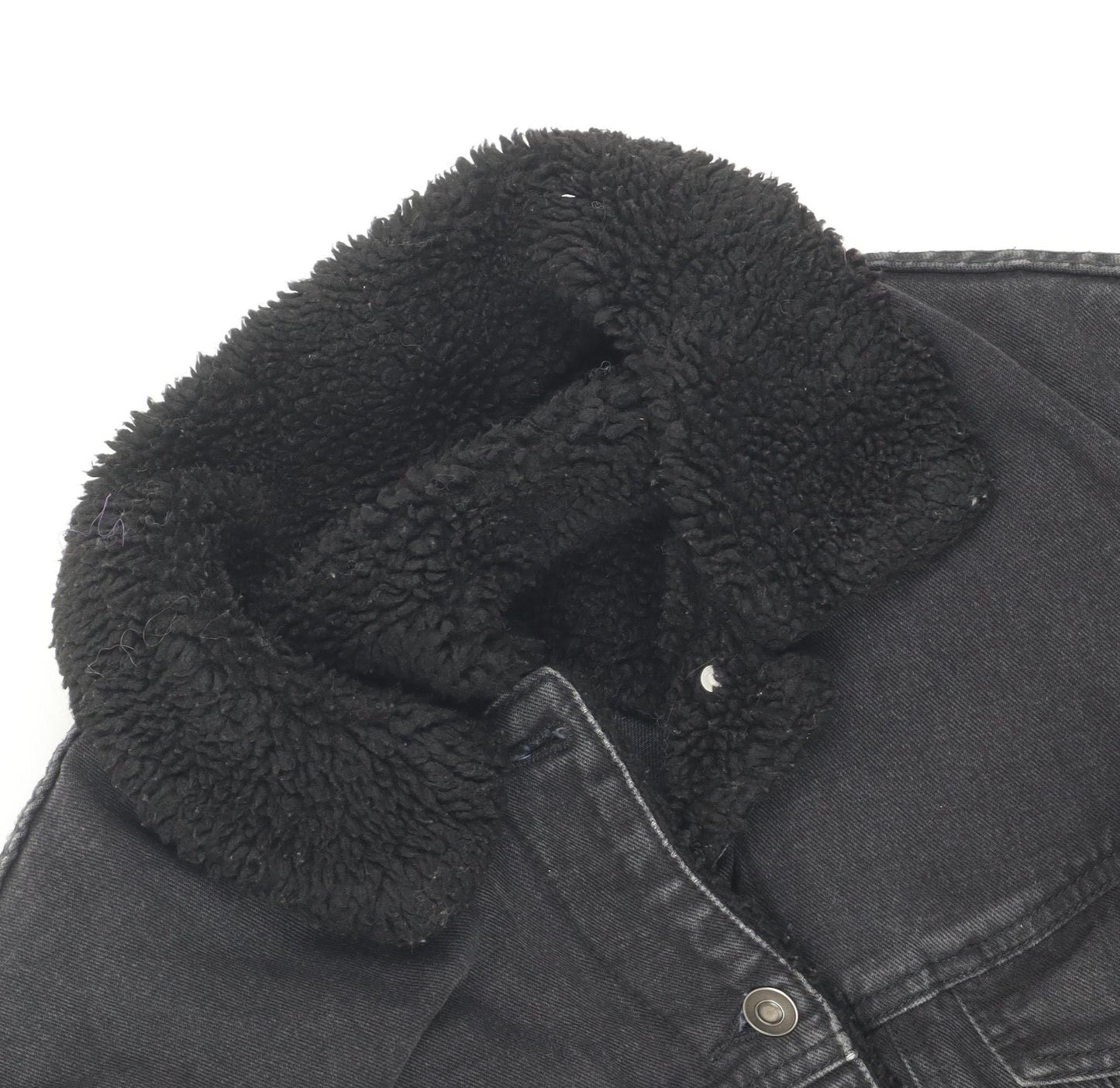 ASOS Women's Black Denim Jacket Size 10 Button Casual
