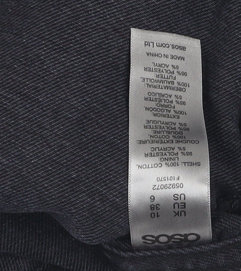 ASOS Women's Black Denim Jacket Size 10 Button Casual