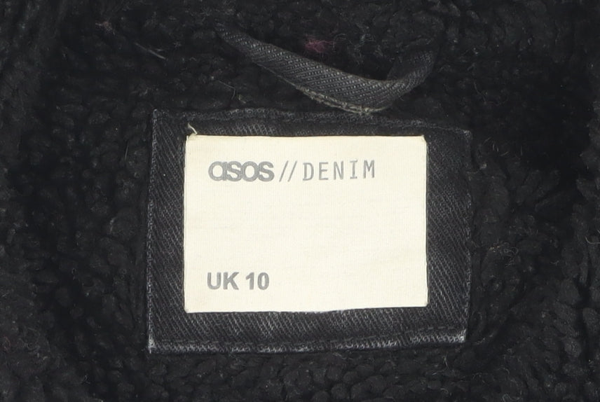 ASOS Women's Black Denim Jacket Size 10 Button Casual