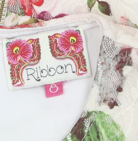 Ribbon Women's Floral A-Line Dress Multicoloured Size 8