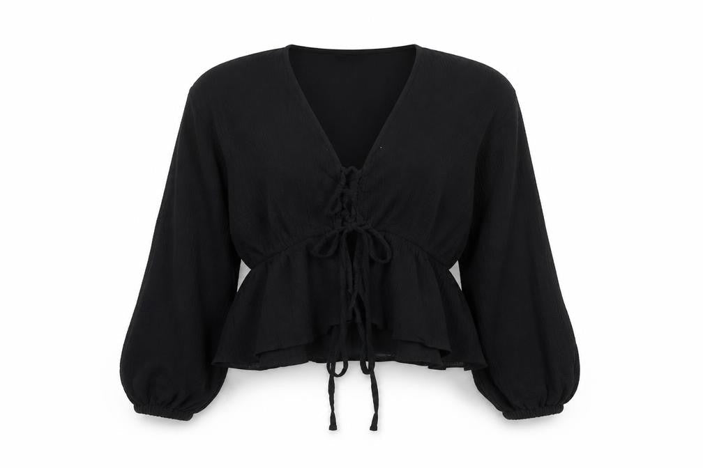 ASOS Women's Black Blouse, Size 10, Relaxed V-Neck