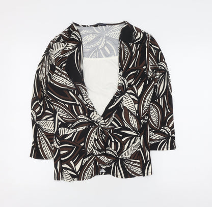Windsmoor Women's Black Floral V-Neck Top, M