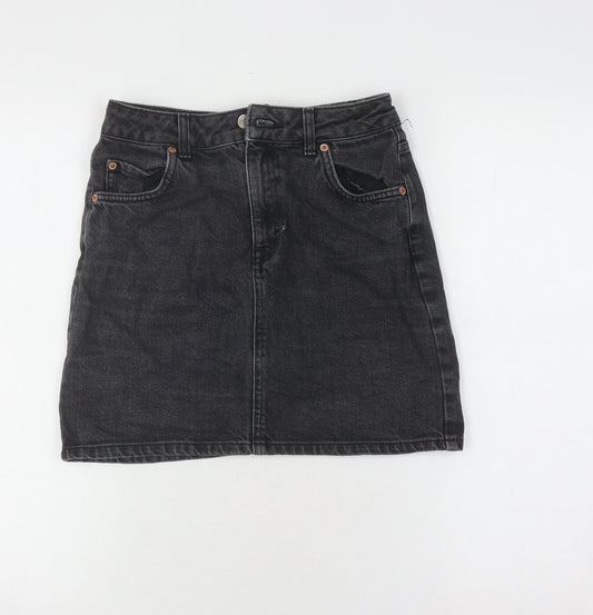 Topshop Women's Black Denim Skirt Size 8 Petites