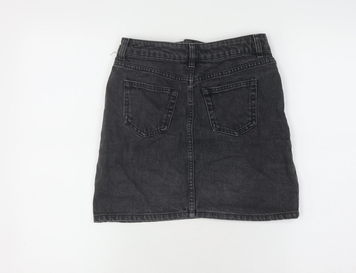 Topshop Women's Black Denim Skirt Size 8 Petites