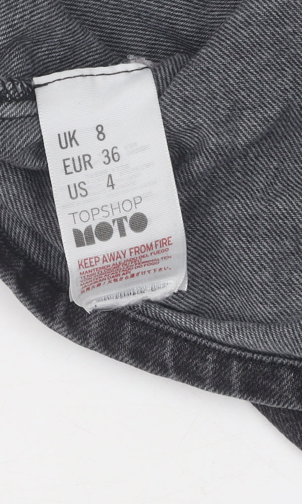 Topshop Women's Black Denim Skirt Size 8 Petites
