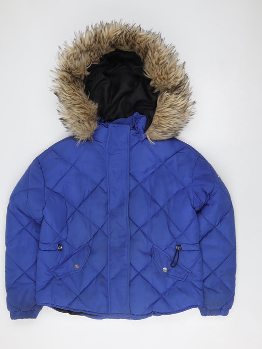 River Island Women's Blue Puffer Jacket Size 8