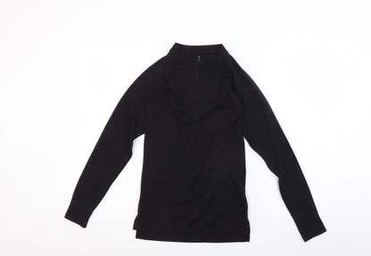 Additional front view of Trespass boys’ black long sleeve 1/4 zip pullover t-shirt