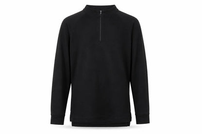 Front view of Trespass boys’ black long sleeve 1/4 zip pullover t-shirt