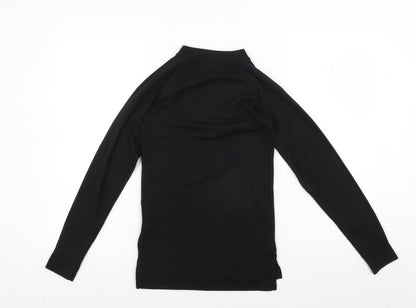 Back view of Trespass boys’ black long sleeve 1/4 zip pullover t-shirt