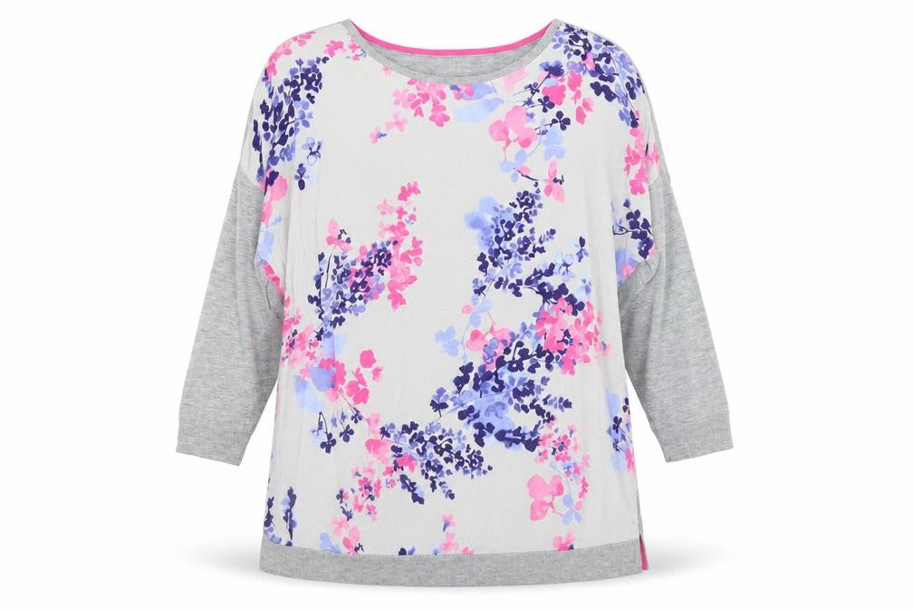 Joules Women's Grey Floral Jersey T-Shirt Size 10