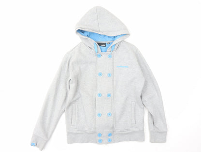 Additional front view of McKenzie boys’ grey xl hoodie with button accents