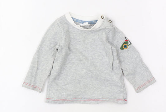 Jasper Conran Grey Unisex Baby T-Shirt, 6-9 Months, Long Sleeve