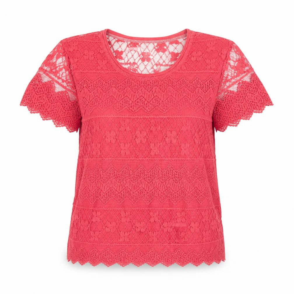 Lonsdale Women's Red Lace T-Shirt, Size S, Casual