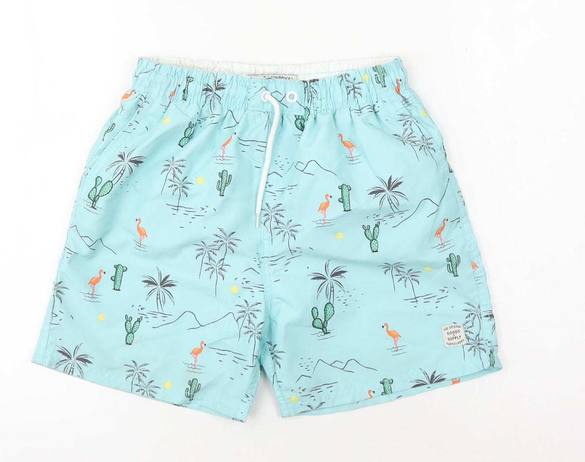 Additional front view of Tokyo Laundry boys’ blue swim shorts 11 years, beach pattern