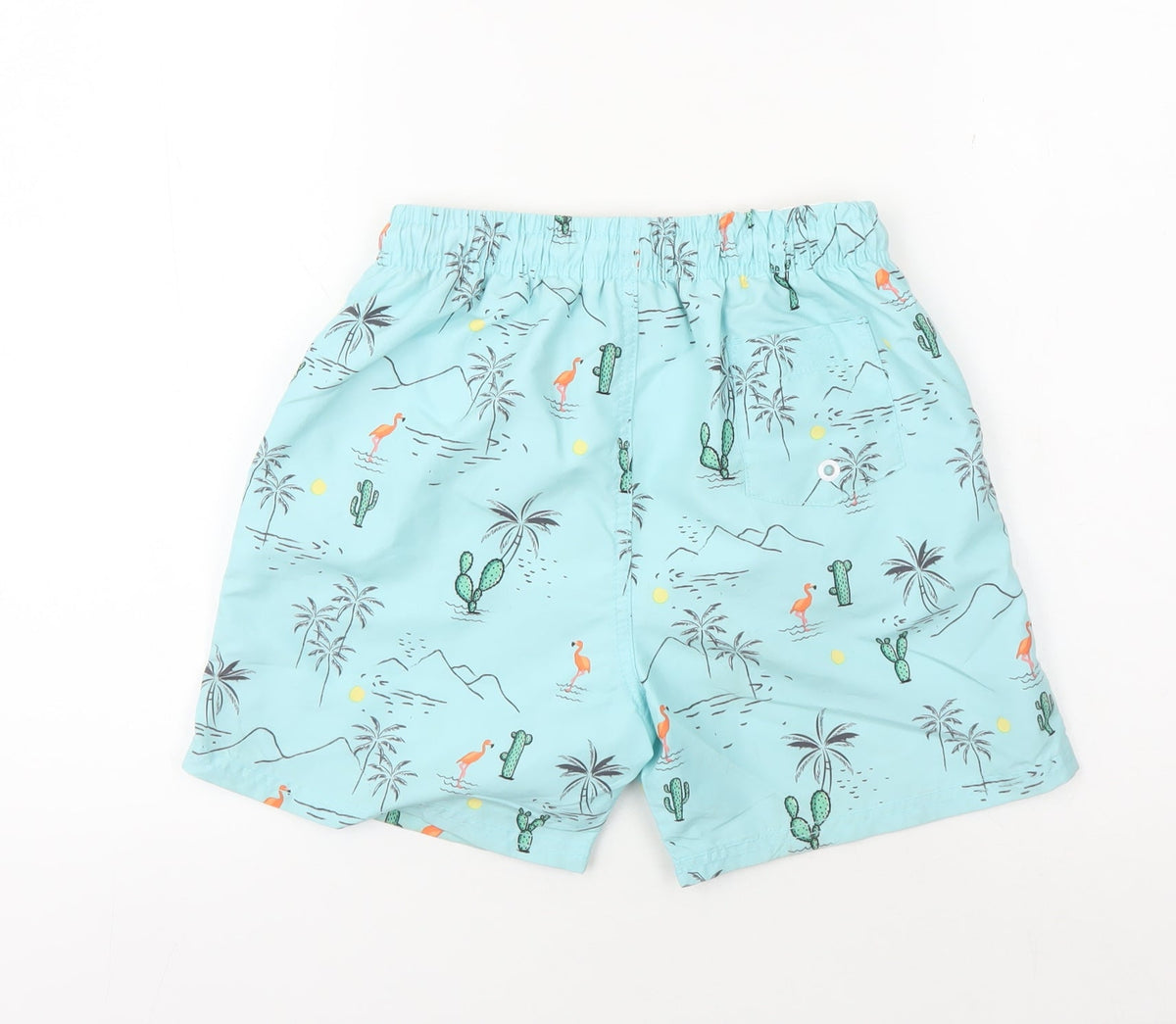 Back view of Tokyo Laundry boys’ blue swim shorts 11 years, beach pattern