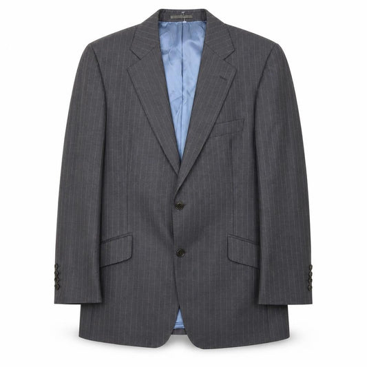 Magee Men's Grey Striped Blazer, Size 40S