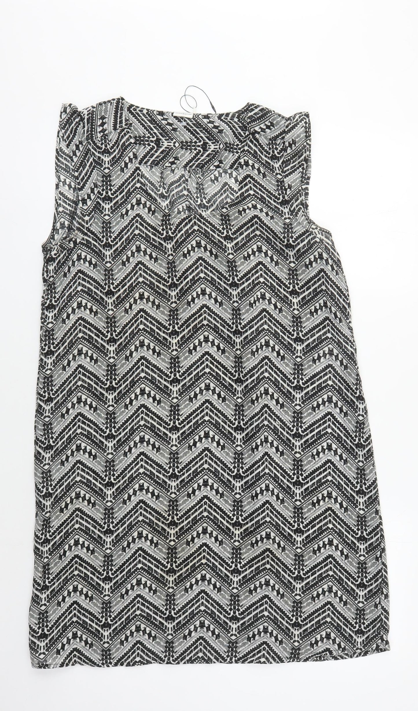 JACQUELINE DE YONG Women's Black Geometric Shift Dress L