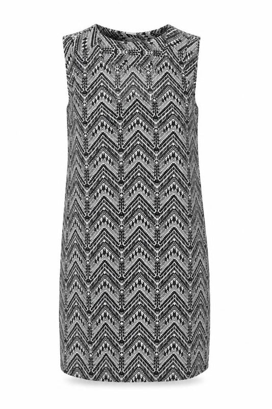 JACQUELINE DE YONG Women's Black Geometric Shift Dress L