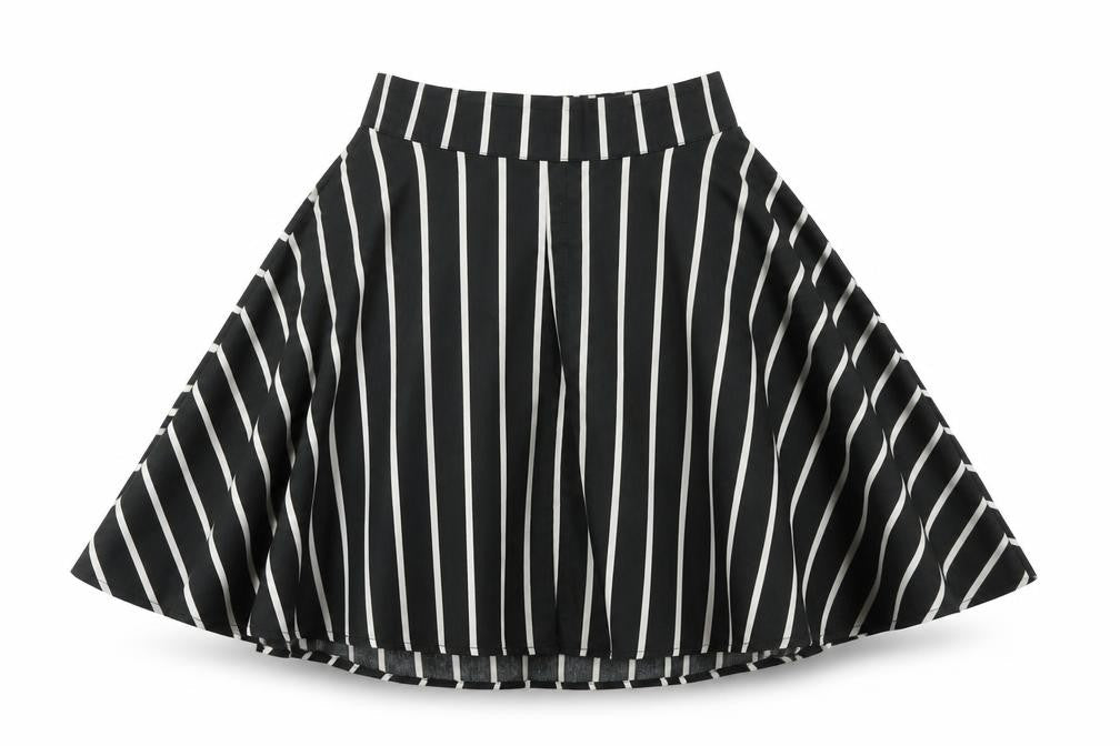 Abercrombie & Fitch Women's Black Striped Flare Skirt M