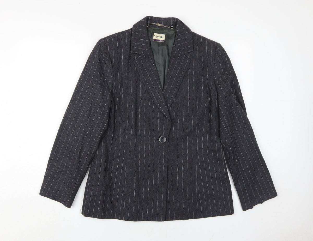 Viyella Women's Black Pinstripe Blazer UK 12