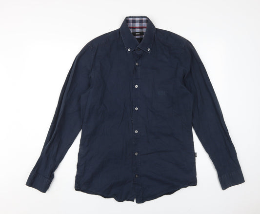 Boss Men's Blue Long Sleeve Button-Up Shirt Size S
