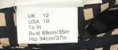 Brand and care label for Jaeger Women's Black Sheath Dress, size 12, Classic Formal