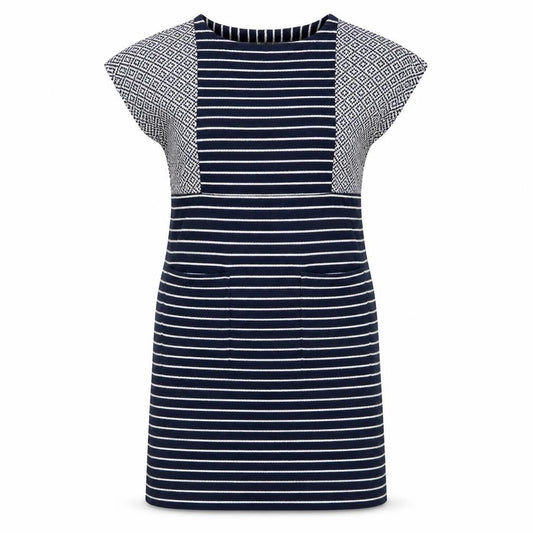 White Stuff Women's Blue Striped Shift Dress Size 10