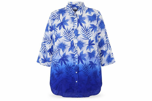 Marks and Spencer Women's Blue Floral Button-Up Tunic