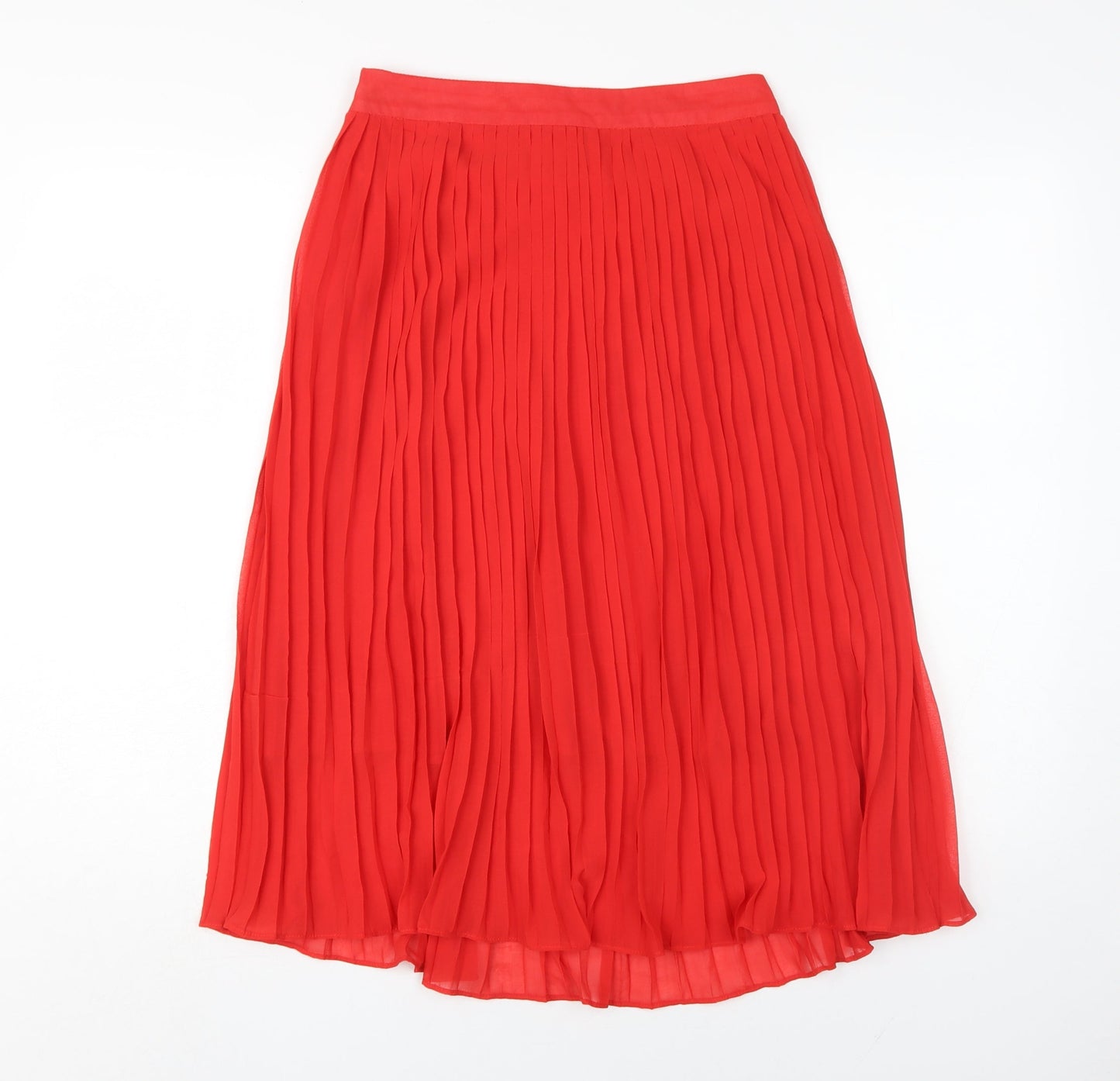 QED London Women's Red Pleated Midi Skirt - Size 10