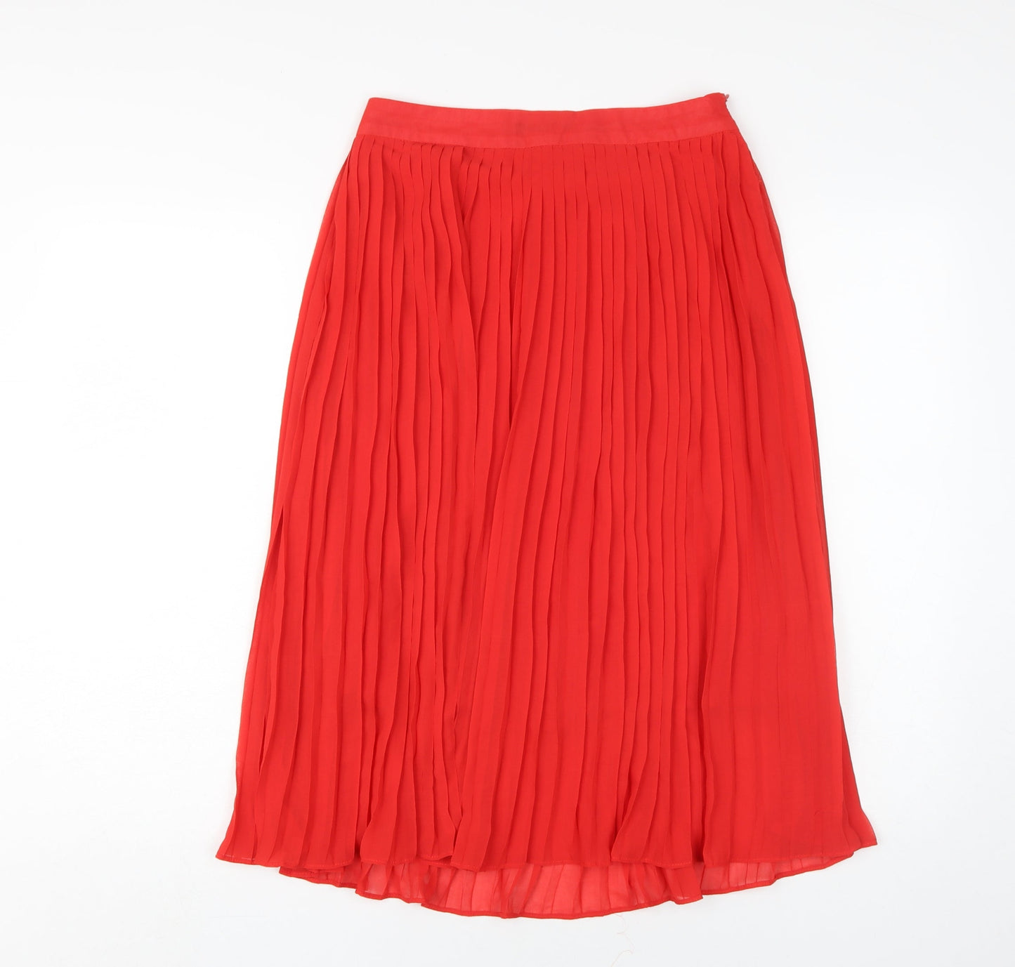 QED London Women's Red Pleated Midi Skirt - Size 10