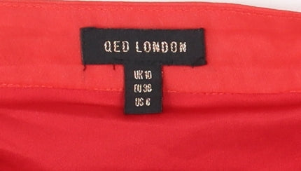 QED London Women's Red Pleated Midi Skirt - Size 10