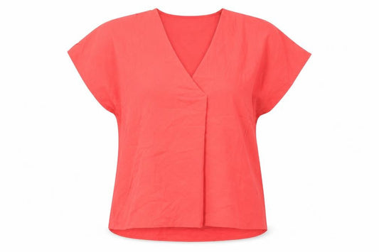 French Connection Women's Red V-Neck Basic T-Shirt M