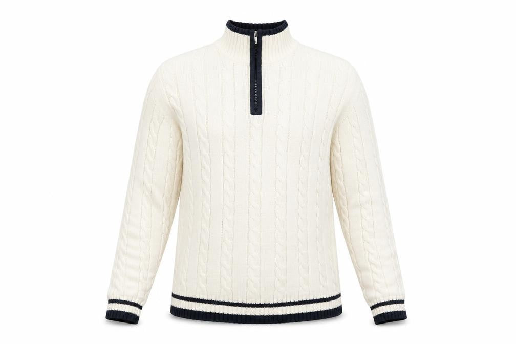 Maine New England Men's Ivory Cable-Knit Pullover L