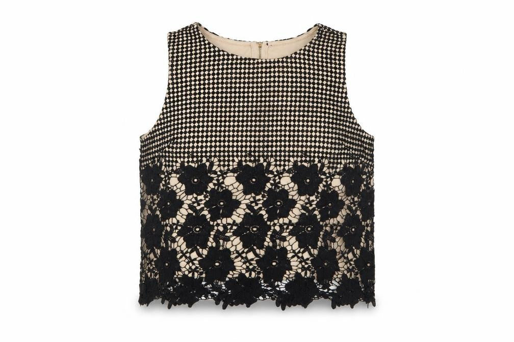 Sans Souci Women's Black Beige Cropped Top M