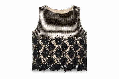 Sans Souci Women's Black Beige Cropped Top M