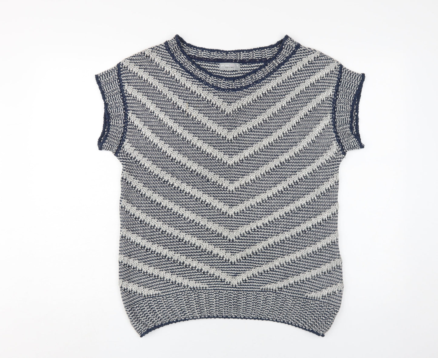 Per Una Womens Blue Medium Pullover Geometric Jumper