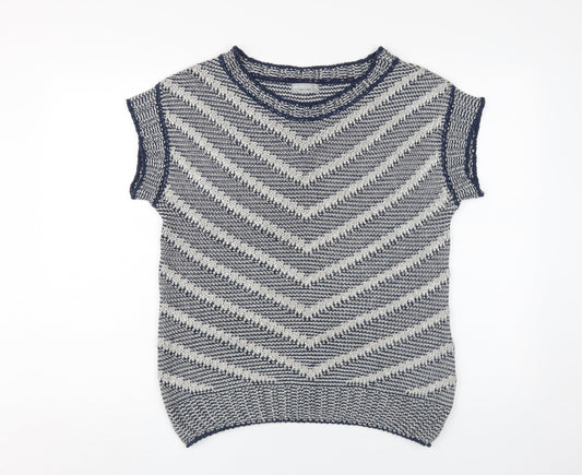 Per Una Womens Blue Medium Pullover Geometric Jumper