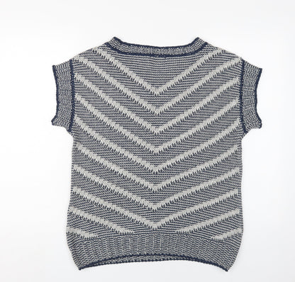 Per Una Womens Blue Medium Pullover Geometric Jumper