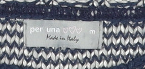 Per Una Womens Blue Medium Pullover Geometric Jumper